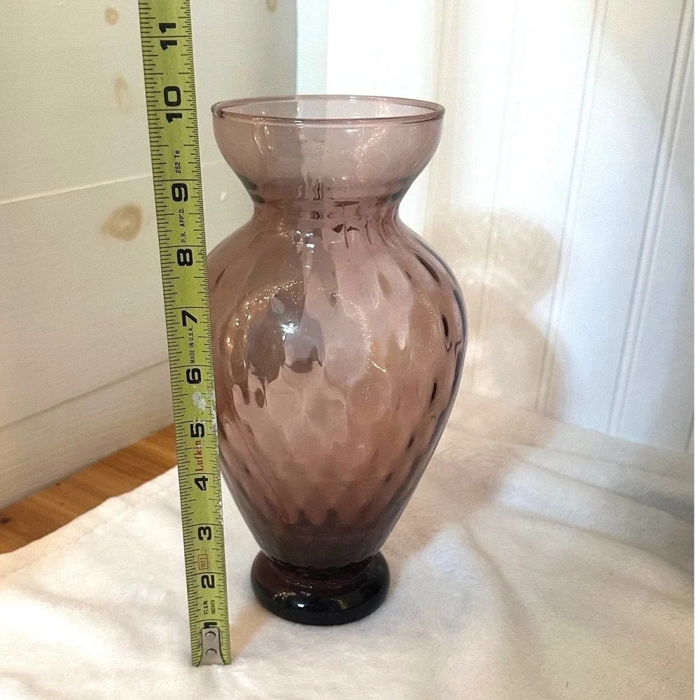 Vintage Ucagco Glass Vase Decor Purple Excellent Italian‎ Thumbprint Optic MCM